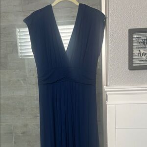Women's Navy V-Neck Maxi Dress
